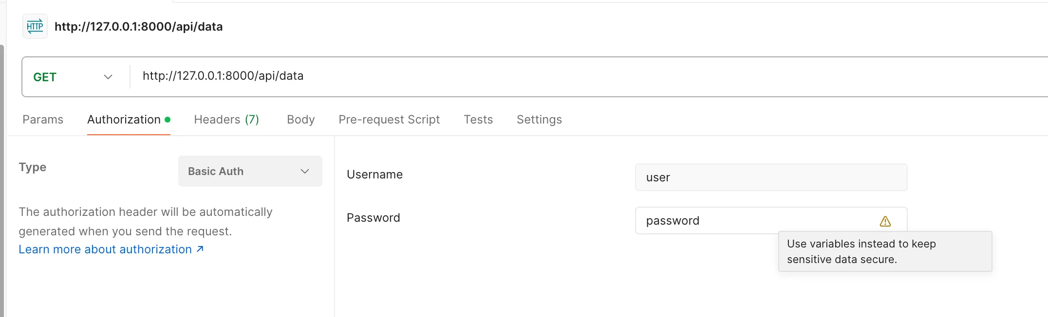 Postman Basic Auth